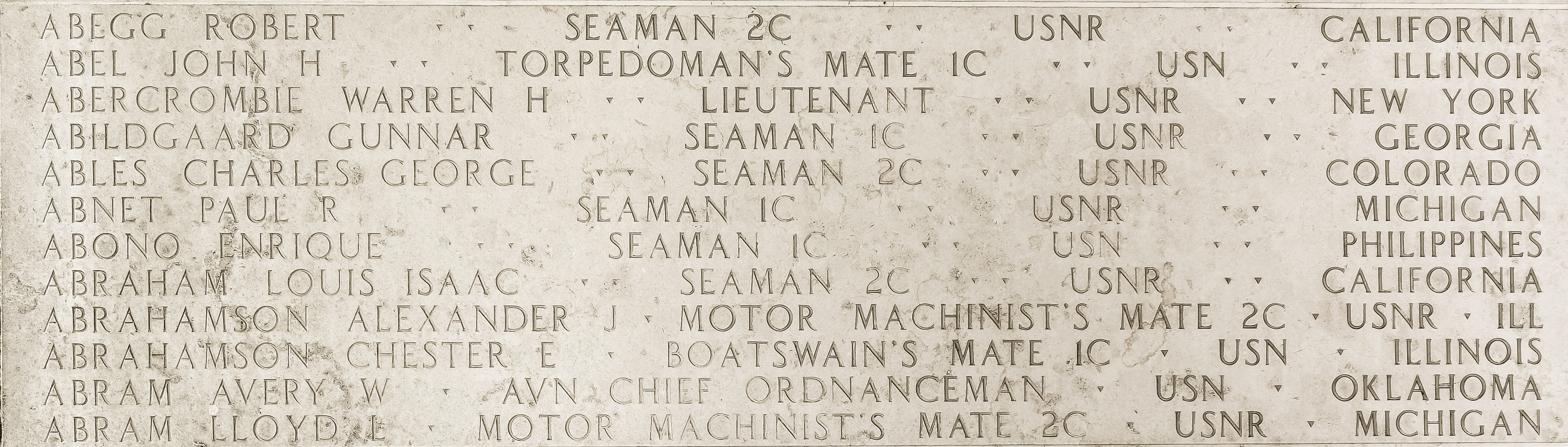Charles George Ables, Seaman Second Class